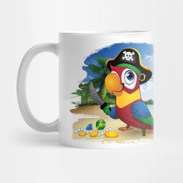 Pirate Parrot with Treasure and Sword by 513KellySt